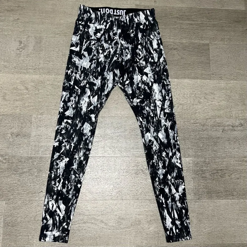 Nike, Leg-A-See Mishmash Leggings “Just Do It” Waist Cotton Blend Women’s Small